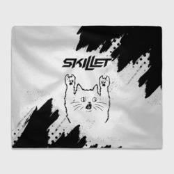 Плед 3D Skillet рок кот на светлом фоне