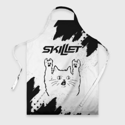 Фартук 3D Skillet рок кот на светлом фоне