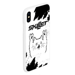 Чехол для iPhone XS Max матовый Skillet рок кот на светлом фоне - фото 2
