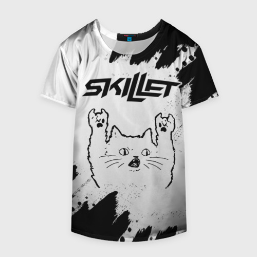 Накидка на куртку 3D Skillet рок кот на светлом фоне, цвет 3D печать - фото 4