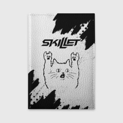 Обложка для автодокументов Skillet рок кот на светлом фоне