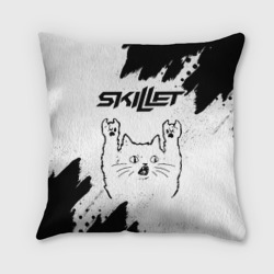 Подушка 3D Skillet рок кот на светлом фоне