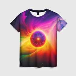 Женская футболка 3D Неоновое солнце