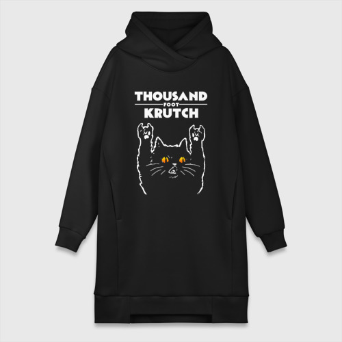 Платье-худи хлопок Thousand Foot Krutch rock cat, цвет черный