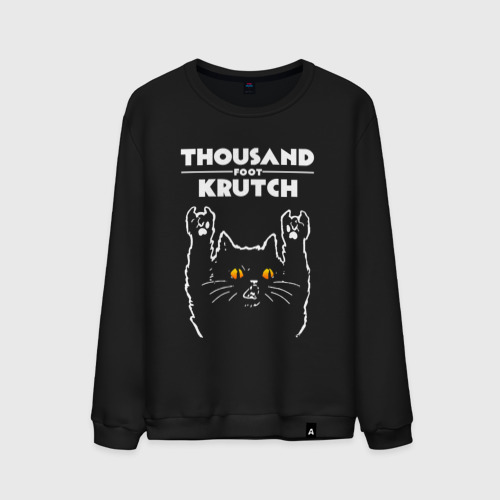 Мужской свитшот хлопок Thousand Foot Krutch rock cat, цвет черный