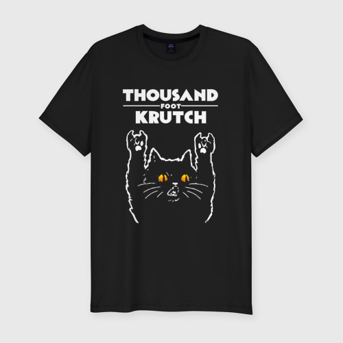 Мужская футболка хлопок Slim Thousand Foot Krutch rock cat, цвет черный