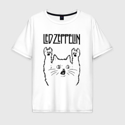 Мужская футболка хлопок Oversize Led Zeppelin - rock cat