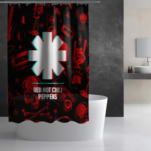 Штора 3D для ванной Red Hot Chili Peppers rock glitch - фото 3