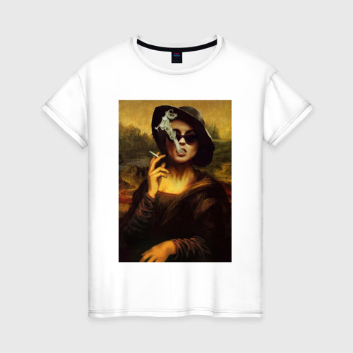 Женская футболка из хлопка с принтом Мона Марла, вид спереди №1