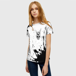 Женская футболка 3D Children of Bodom и рок символ на светлом фоне - фото 2