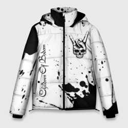 Мужская зимняя куртка 3D Children of Bodom и рок символ на светлом фоне