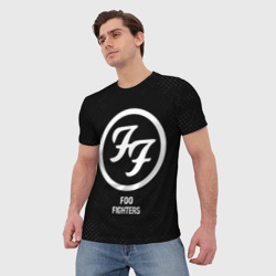 Мужская футболка 3D Foo Fighters glitch на темном фоне - фото 2