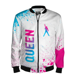 Мужской бомбер 3D Queen neon gradient style: надпись, символ