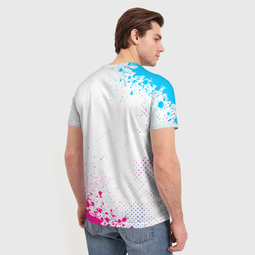 Мужская футболка 3D с принтом Queen neon gradient style: надпись, символ, вид сзади #2