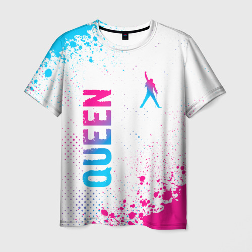 Мужская футболка 3D с принтом Queen neon gradient style: надпись, символ, вид спереди #2