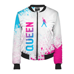 Женский бомбер 3D Queen neon gradient style: надпись, символ