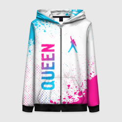 Женская толстовка 3D на молнии Queen neon gradient style: надпись, символ