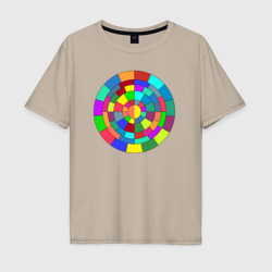 Мужская футболка хлопок Oversize Круг спектр из прямоугольников