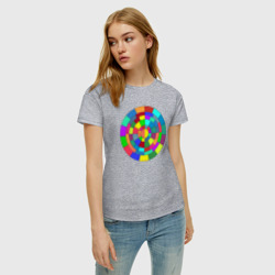 Женская футболка хлопок Круг спектр из прямоугольников - фото 2