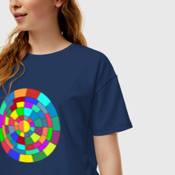 Женская футболка хлопок Oversize Круг спектр из прямоугольников - фото 2