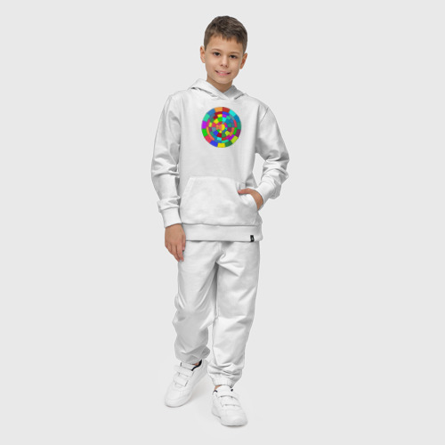Детский костюм с толстовкой хлопок с принтом Круг спектр из прямоугольников, фото на моделе #1