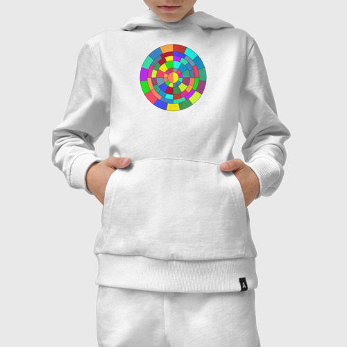 Детский костюм с толстовкой хлопок с принтом Круг спектр из прямоугольников, вид сбоку #3