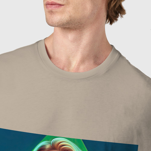 Мужская футболка хлопок с принтом Шикарная блондинка с каре, в зеленом, фото #4
