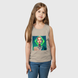Детская майка хлопок Шикарная блондинка с каре, в зеленом - фото 2