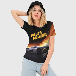 Женская футболка 3D Slim Fast and Furious - фото 2