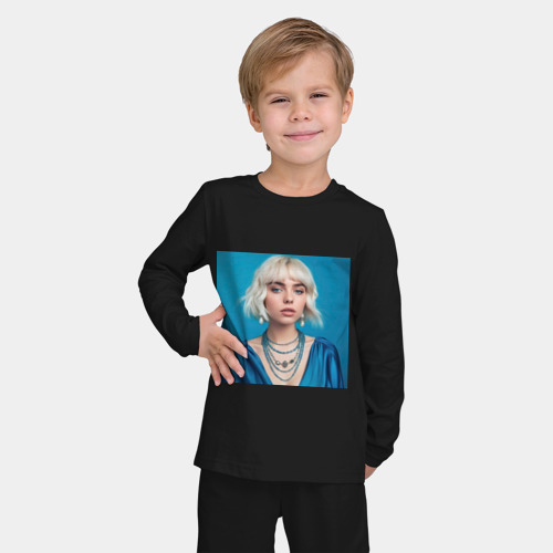Детская пижама с лонгсливом хлопок Дерзкая блондинка в голубом, цвет черный - фото 3
