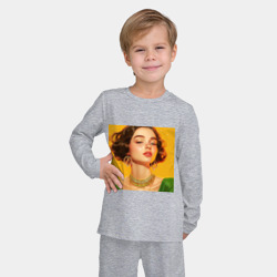 Детская пижама с лонгсливом хлопок Брюнетка с каре на желтом - фото 2