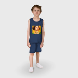 Детская пижама с шортами хлопок Брюнетка с каре на желтом - фото 2