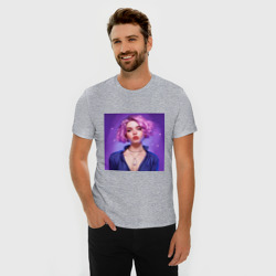 Мужская футболка хлопок Slim Девушка с пирсингом и фиолетовыми волосами - фото 2