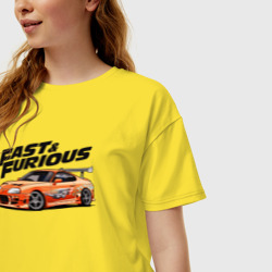 Женская футболка хлопок Oversize Supra fast and furious - фото 2