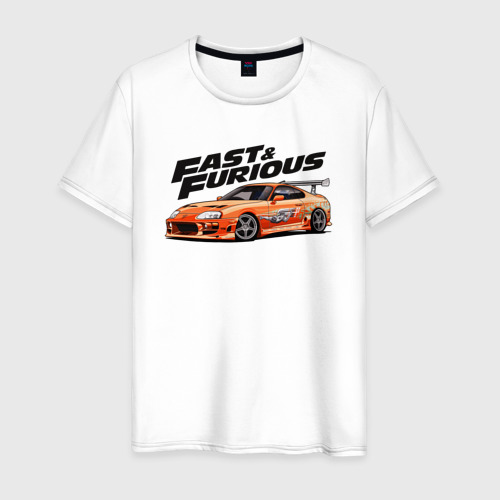 Мужская футболка хлопок Supra fast and furious, цвет белый