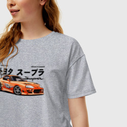 Женская футболка хлопок Oversize Fast and Furious Supra - фото 2
