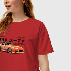 Женская футболка хлопок Oversize Fast and Furious Supra - фото 2