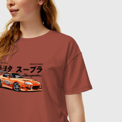 Женская футболка хлопок Oversize Fast and Furious Supra - фото 2