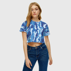 Женская футболка Crop-top 3D Blue military - фото 2