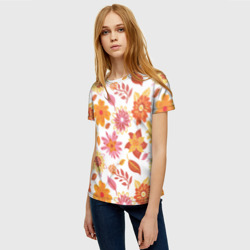 Женская футболка 3D Осенние цветочки - фото 2