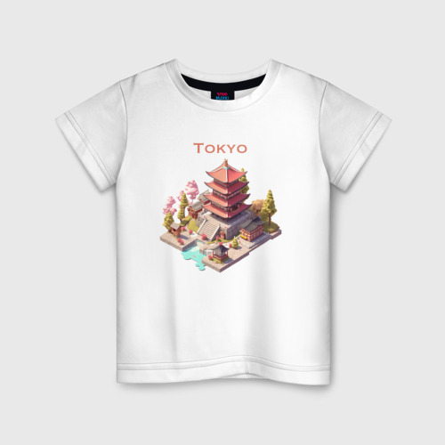 Детская футболка хлопок с принтом Tokyo Isometric, вид спереди #2