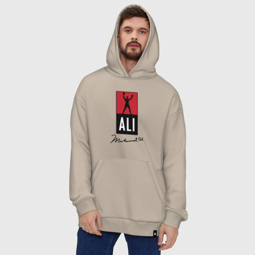 Худи SuperOversize хлопок Muhammad Ali boxer, цвет миндальный - фото 5