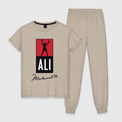Женская пижама хлопок Muhammad Ali boxer, цвет миндальный