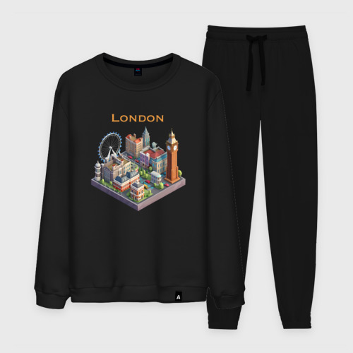 Мужской костюм хлопок London Isometric, цвет черный