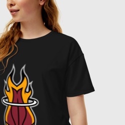 Женская футболка хлопок Oversize Miami fireball - фото 2