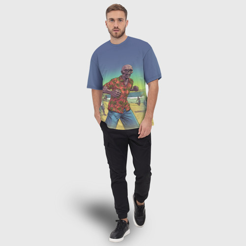 Мужская футболка oversize 3D Зомби на пляже, цвет 3D печать - фото 5