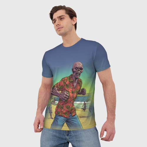 Мужская футболка 3D Зомби на пляже, цвет 3D печать - фото 3