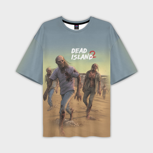 Мужская футболка oversize 3D Zombies on the beach, цвет 3D печать