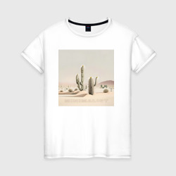 Женская футболка хлопок Кактусы в пустыне - минимализм - нейросеть