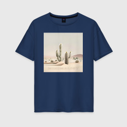 Женская футболка хлопок Oversize Кактусы в пустыне - минимализм - нейросеть